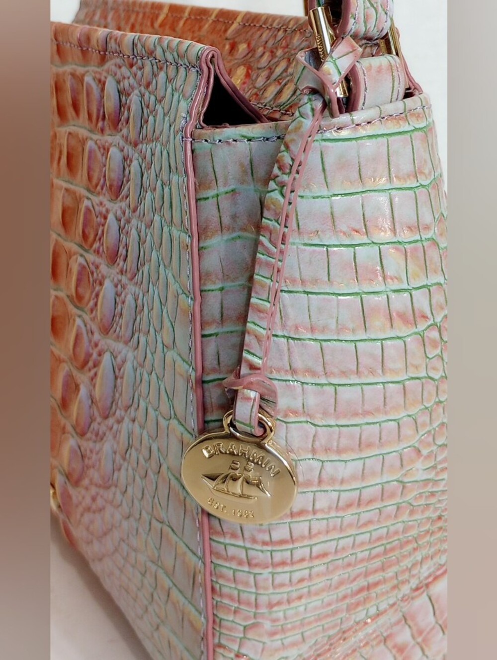 NWT Brahmin Hillary, Flirty Ombre Melbourne Crocodile Embossed Leather Crossbody - Picture 5 of 13